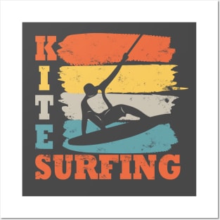 Kite surfing Kite surfer kite board retro vintage design Posters and Art